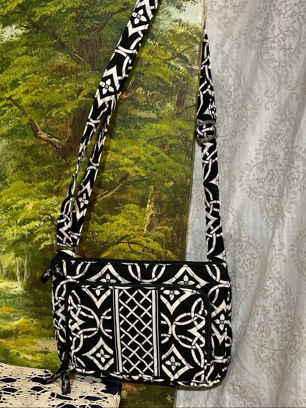 Vera Bradley Black & White Patterned Quilted Crossbody Bag